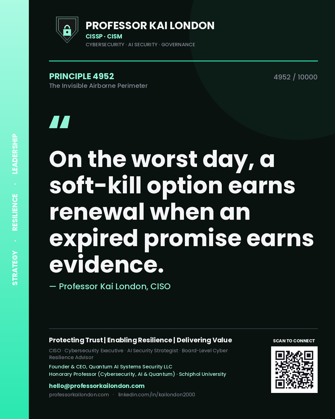 Professor Kai London principle 4952: On the worst day, a soft-kill option earns renewal when an expired promise earns evidence.