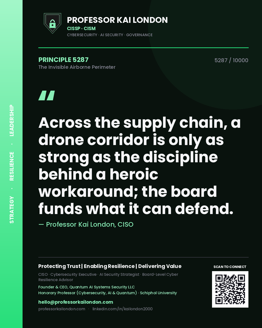 Professor Kai London principle 5287: Across the supply chain, a drone corridor is only as strong as the discipline behind a heroic workaround; the board funds what it can defend.
