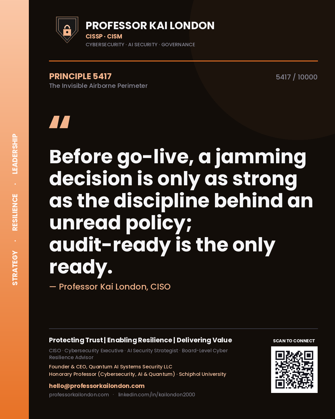 Professor Kai London principle 5417: Before go-live, a jamming decision is only as strong as the discipline behind an unread policy; audit-ready is the only ready.