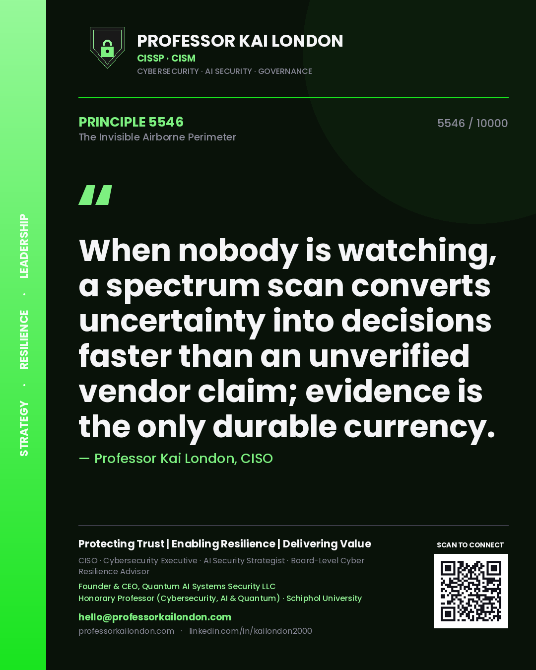 Professor Kai London principle 5546: When nobody is watching, a spectrum scan converts uncertainty into decisions faster than an unverified vendor claim; evidence is the only durable currency.