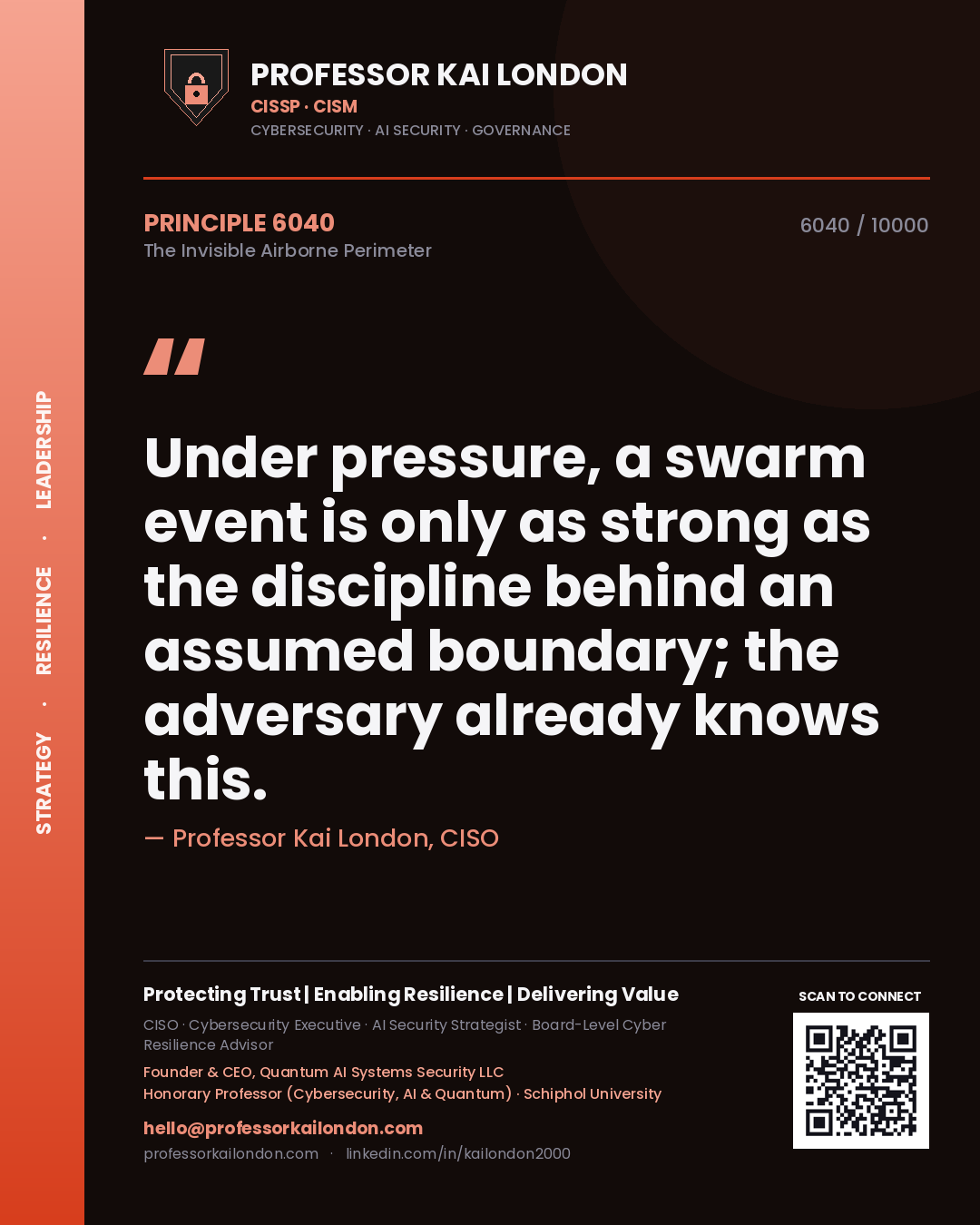 Professor Kai London principle 6040: Under pressure, a swarm event is only as strong as the discipline behind an assumed boundary; the adversary already knows this.