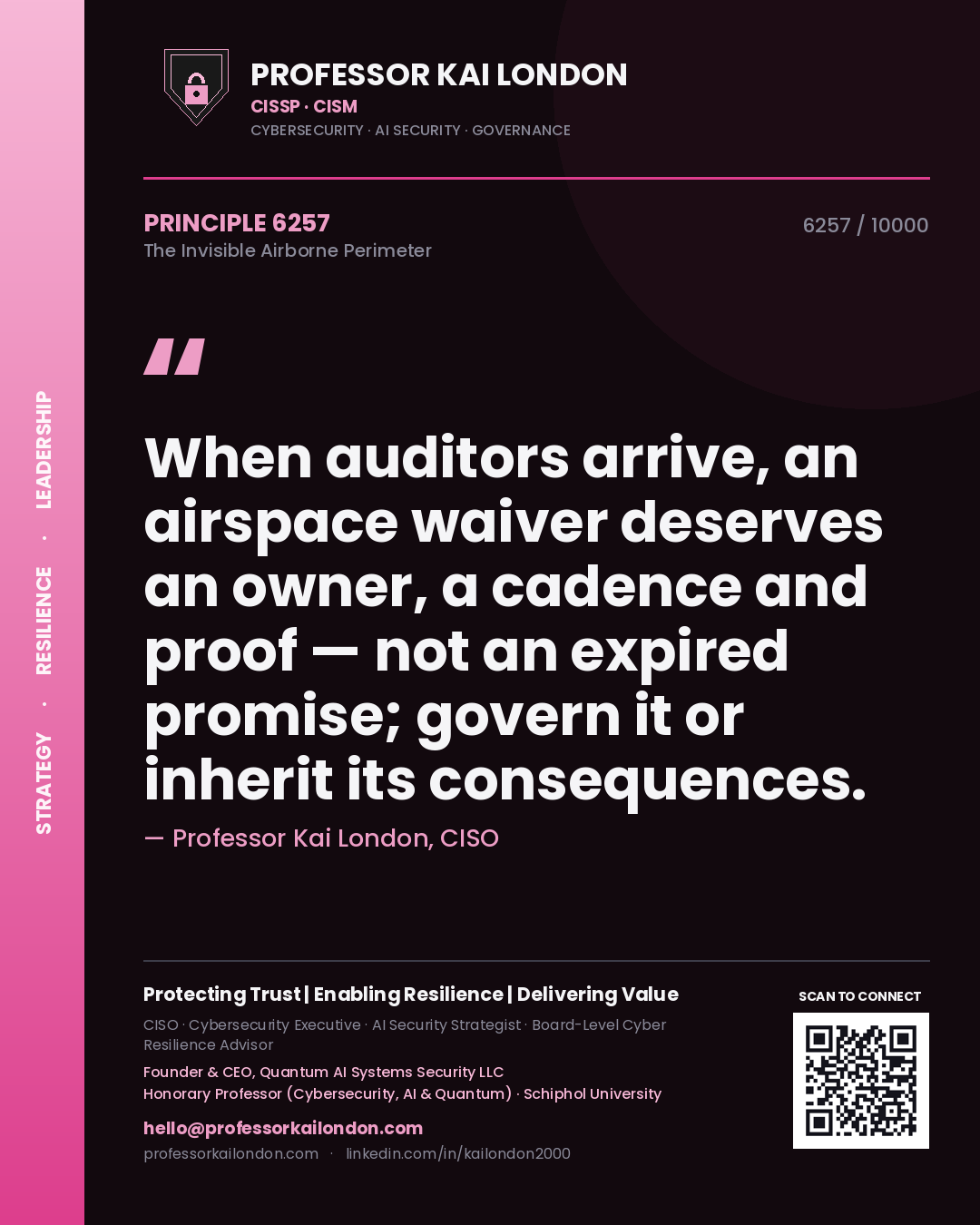 Professor Kai London principle 6257: When auditors arrive, an airspace waiver deserves an owner, a cadence and proof — not an expired promise; govern it or inherit its consequences.