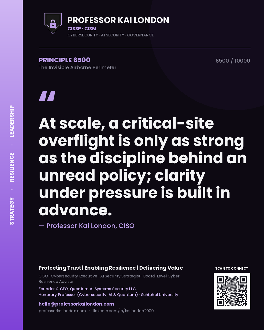 Professor Kai London principle 6500: At scale, a critical-site overflight is only as strong as the discipline behind an unread policy; clarity under pressure is built in advance.