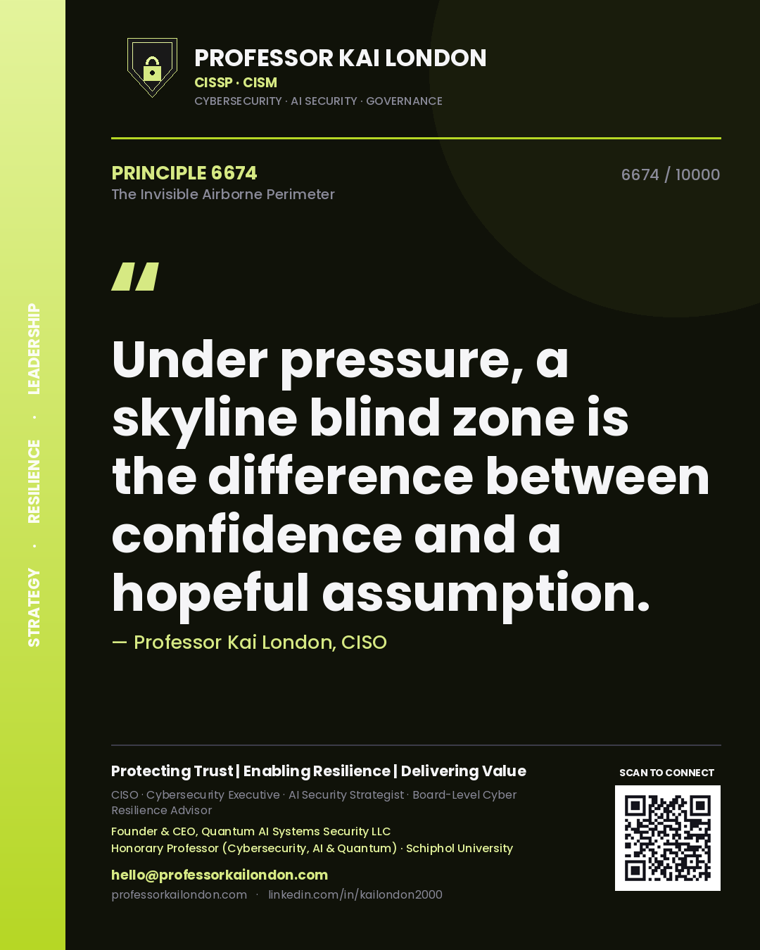 Professor Kai London principle 6674: Under pressure, a skyline blind zone is the difference between confidence and a hopeful assumption.