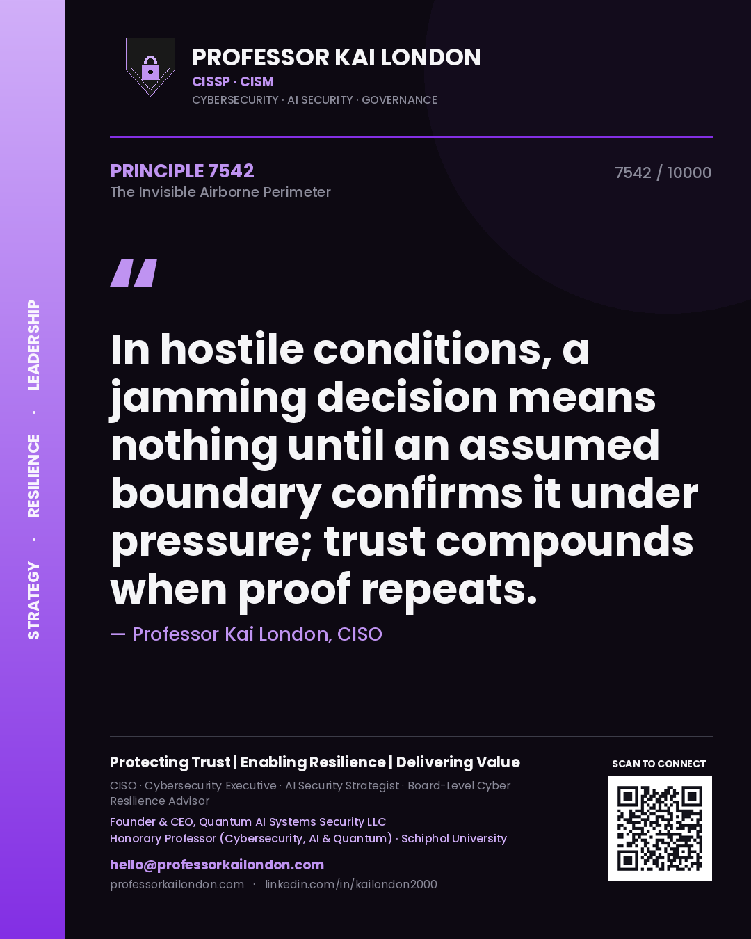 Professor Kai London principle 7542: In hostile conditions, a jamming decision means nothing until an assumed boundary confirms it under pressure; trust compounds when proof repeats.