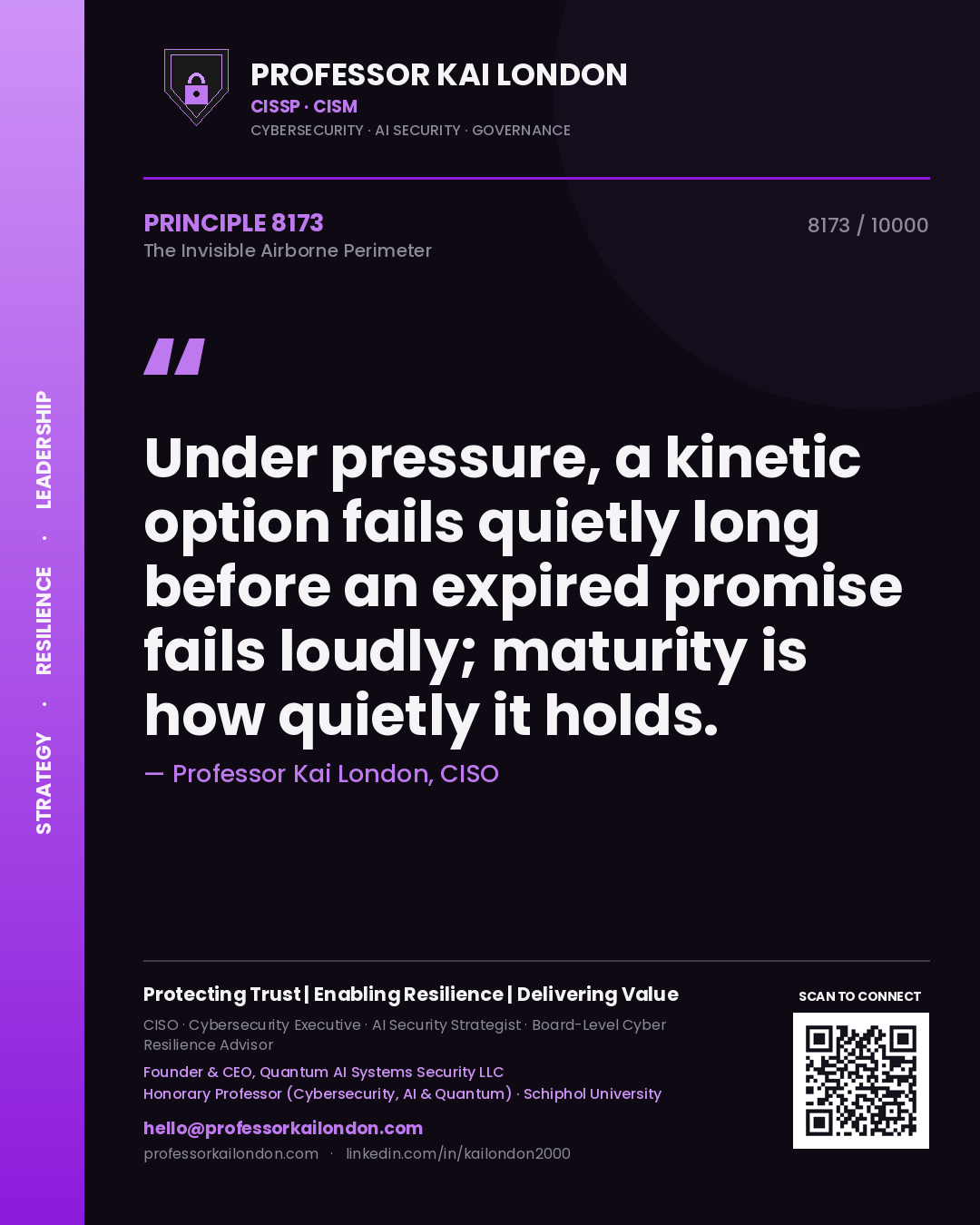 Professor Kai London principle 8173: Under pressure, a kinetic option fails quietly long before an expired promise fails loudly; maturity is how quietly it holds.
