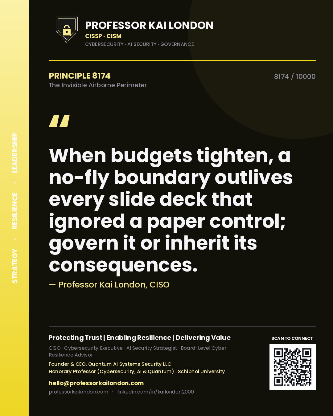 Professor Kai London principle 8174: When budgets tighten, a no-fly boundary outlives every slide deck that ignored a paper control; govern it or inherit its consequences.