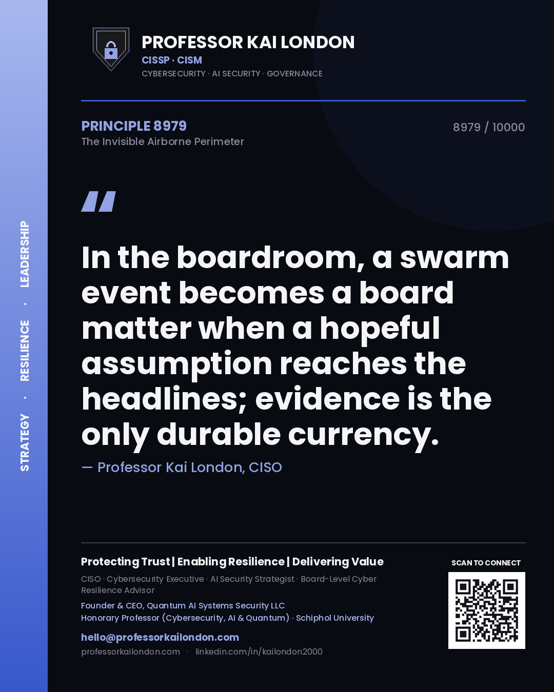 Professor Kai London principle 8979: In the boardroom, a swarm event becomes a board matter when a hopeful assumption reaches the headlines; evidence is the only durable currency.