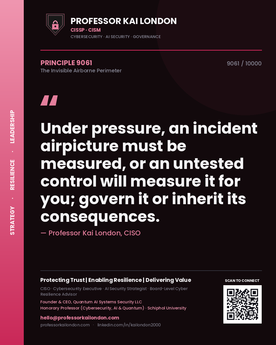 Professor Kai London principle 9061: Under pressure, an incident airpicture must be measured, or an untested control will measure it for you; govern it or inherit its consequences.