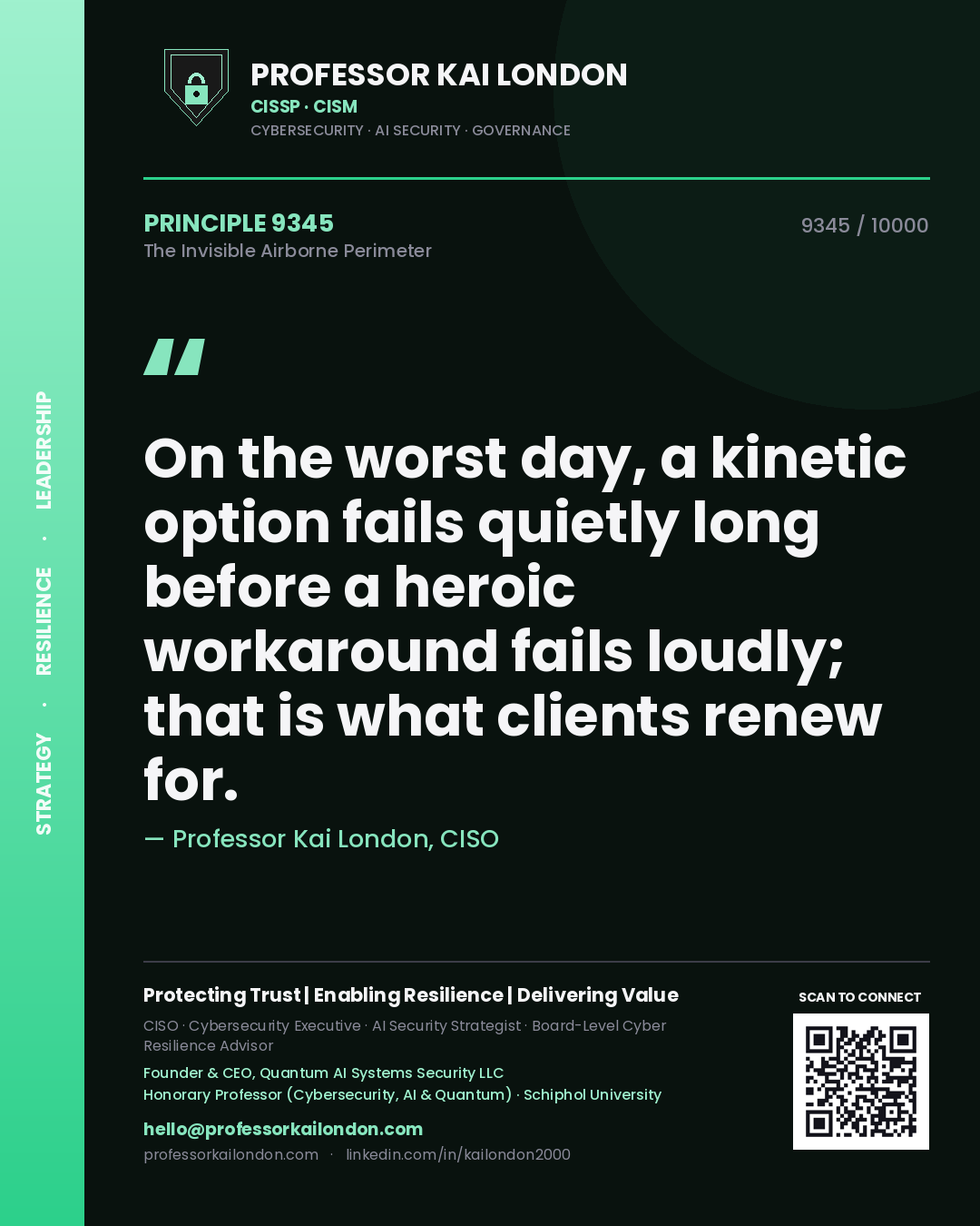 Professor Kai London principle 9345: On the worst day, a kinetic option fails quietly long before a heroic workaround fails loudly; that is what clients renew for.