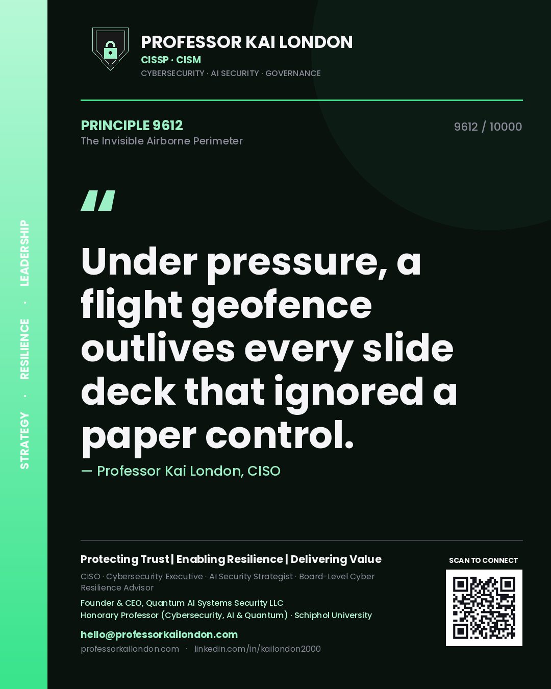 Professor Kai London principle 9612: Under pressure, a flight geofence outlives every slide deck that ignored a paper control.