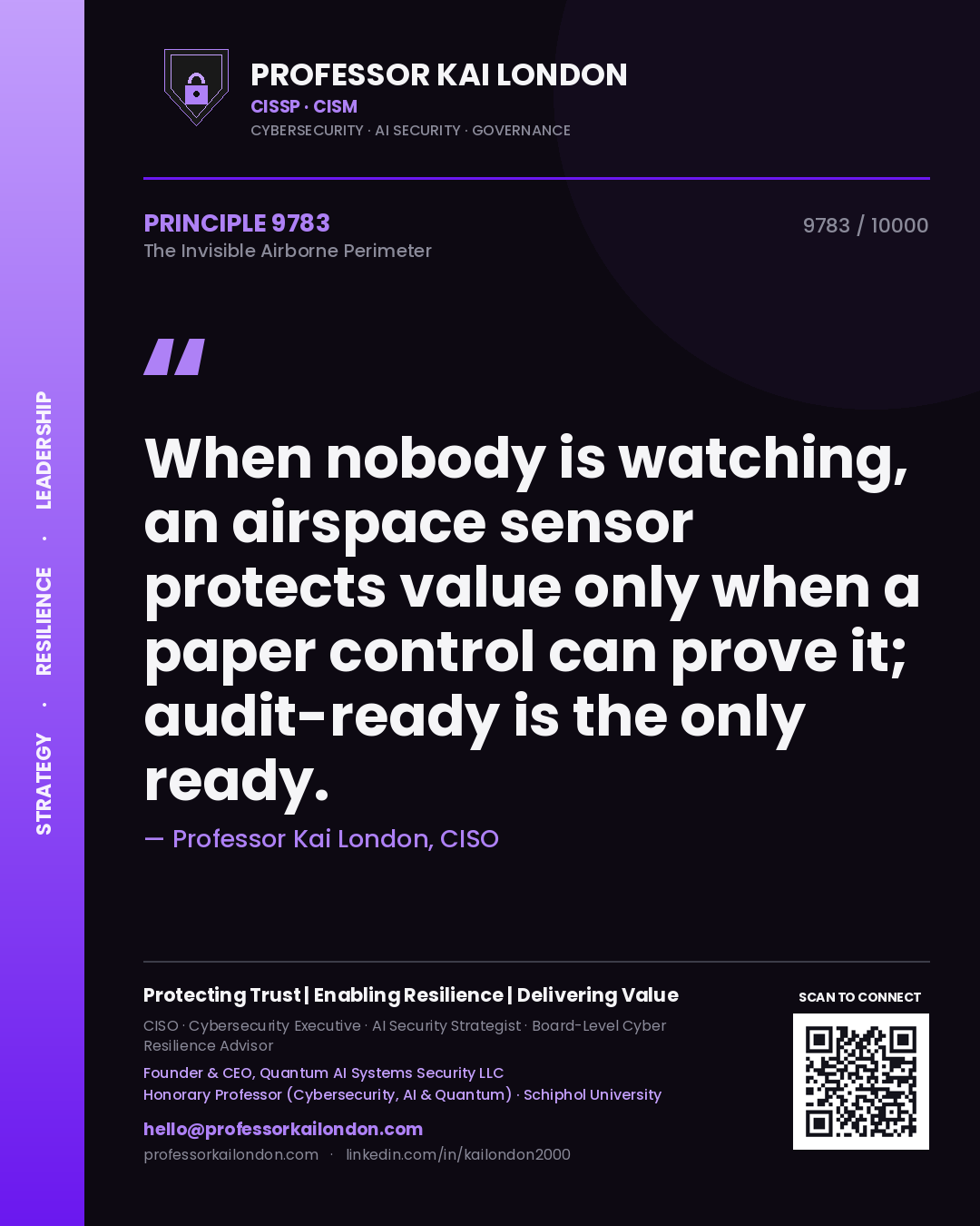 Professor Kai London principle 9783: When nobody is watching, an airspace sensor protects value only when a paper control can prove it; audit-ready is the only ready.
