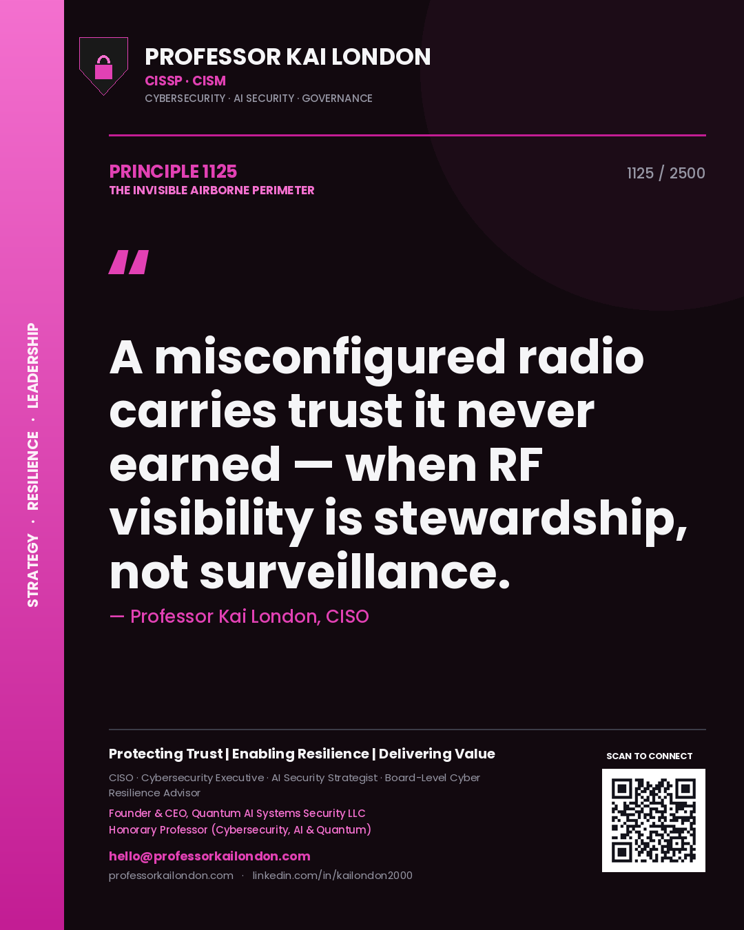 Professor Kai London principle 1125: A misconfigured radio carries trust it never earned — when RF visibility is stewardship, not surveillance.