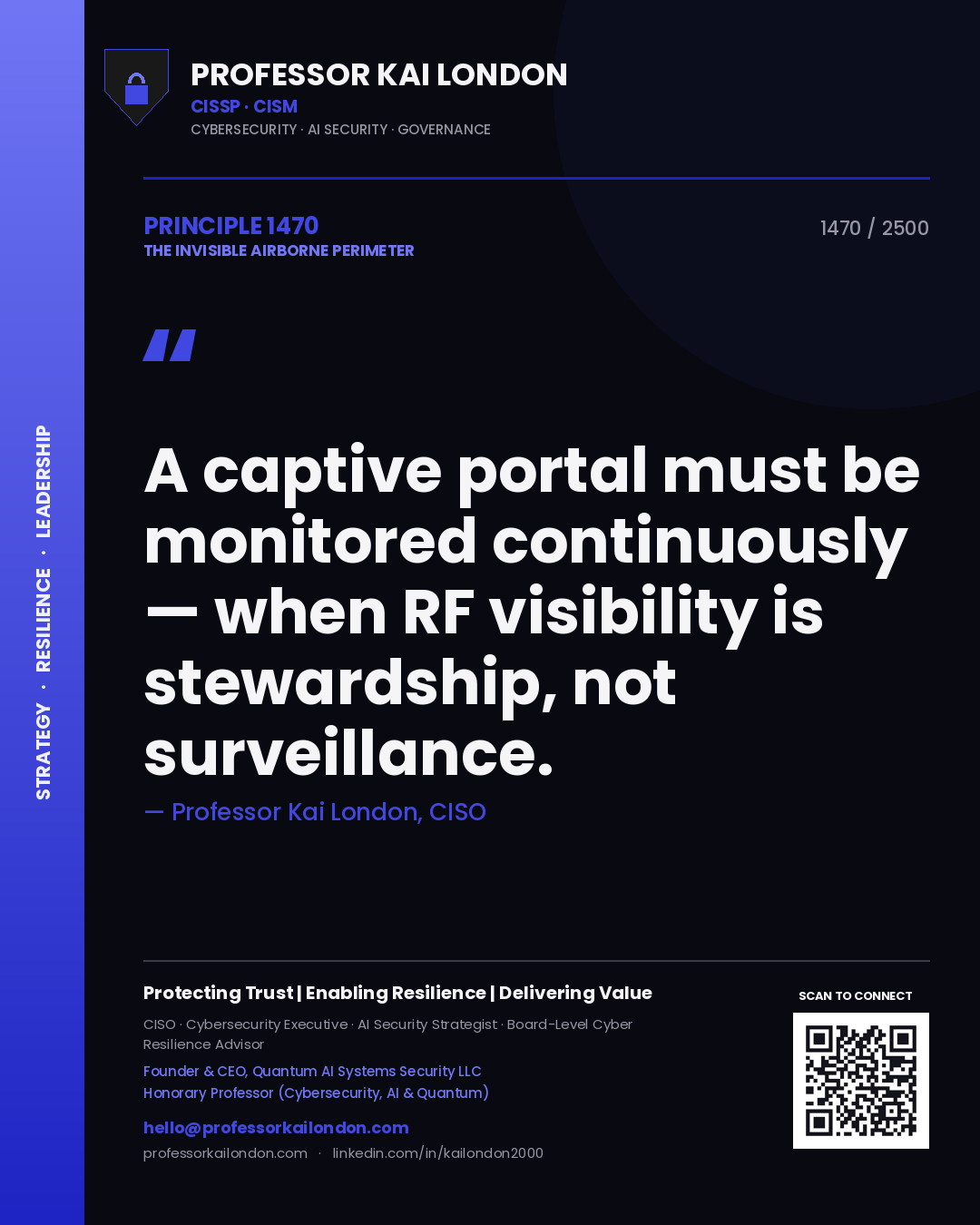 Professor Kai London principle 1470: A captive portal must be monitored continuously — when RF visibility is stewardship, not surveillance.