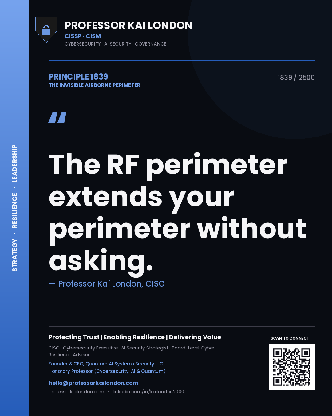 Professor Kai London principle 1839: The RF perimeter extends your perimeter without asking.
