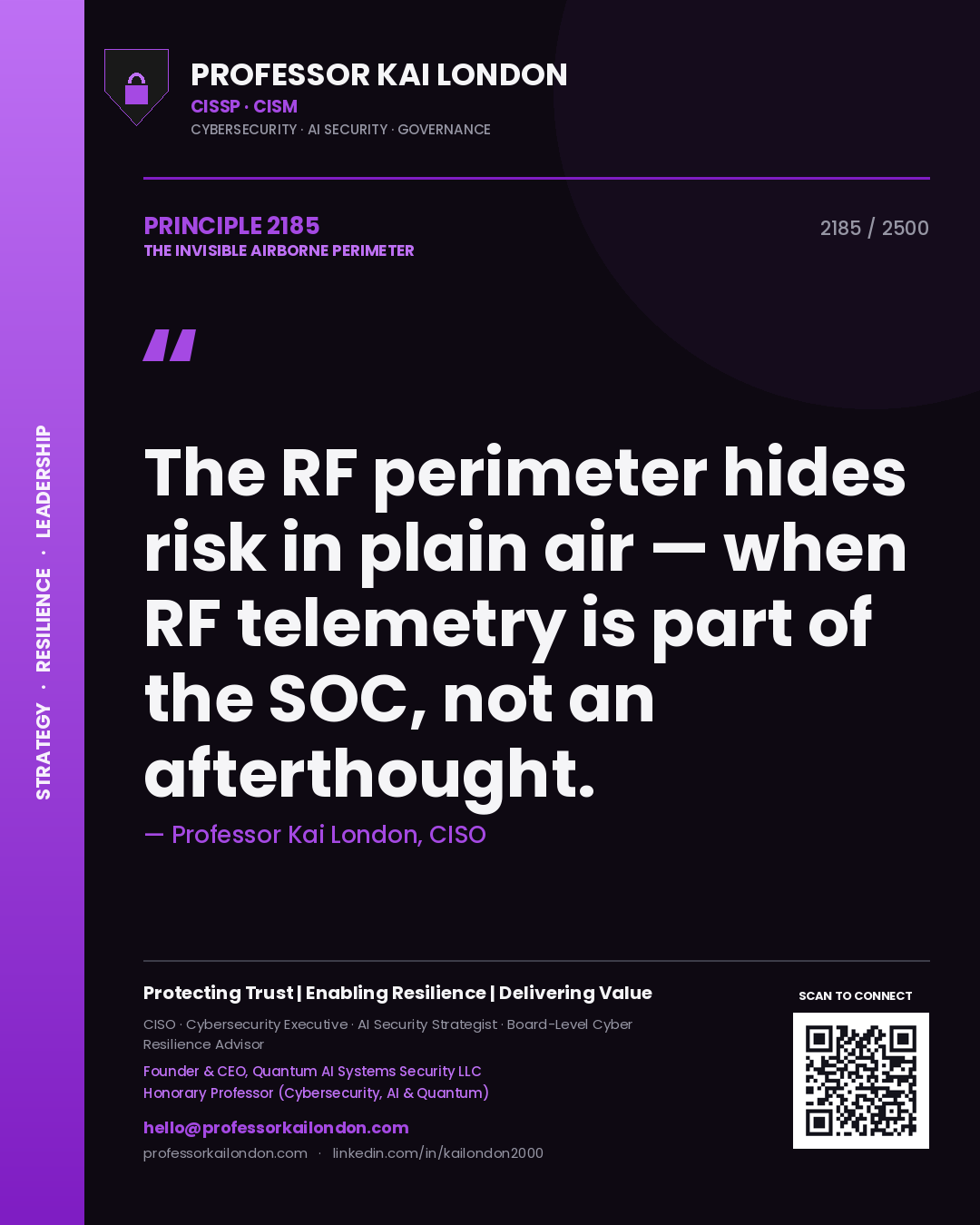 Professor Kai London principle 2185: The RF perimeter hides risk in plain air — when RF telemetry is part of the SOC, not an afterthought.