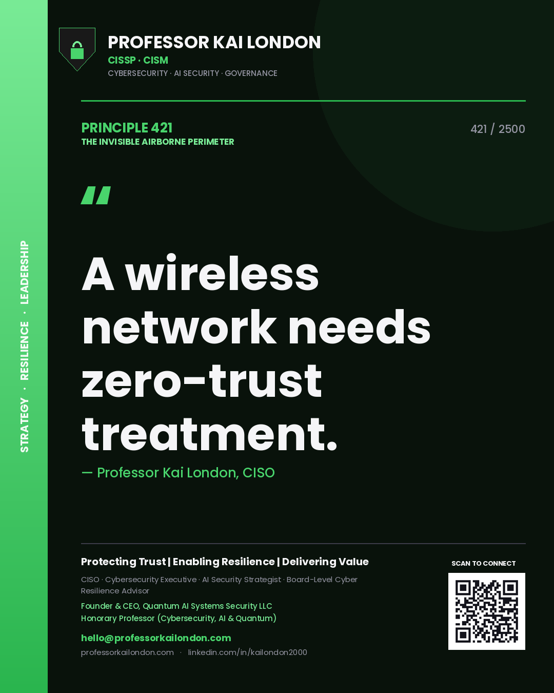 Professor Kai London principle 421: A wireless network needs zero-trust treatment.