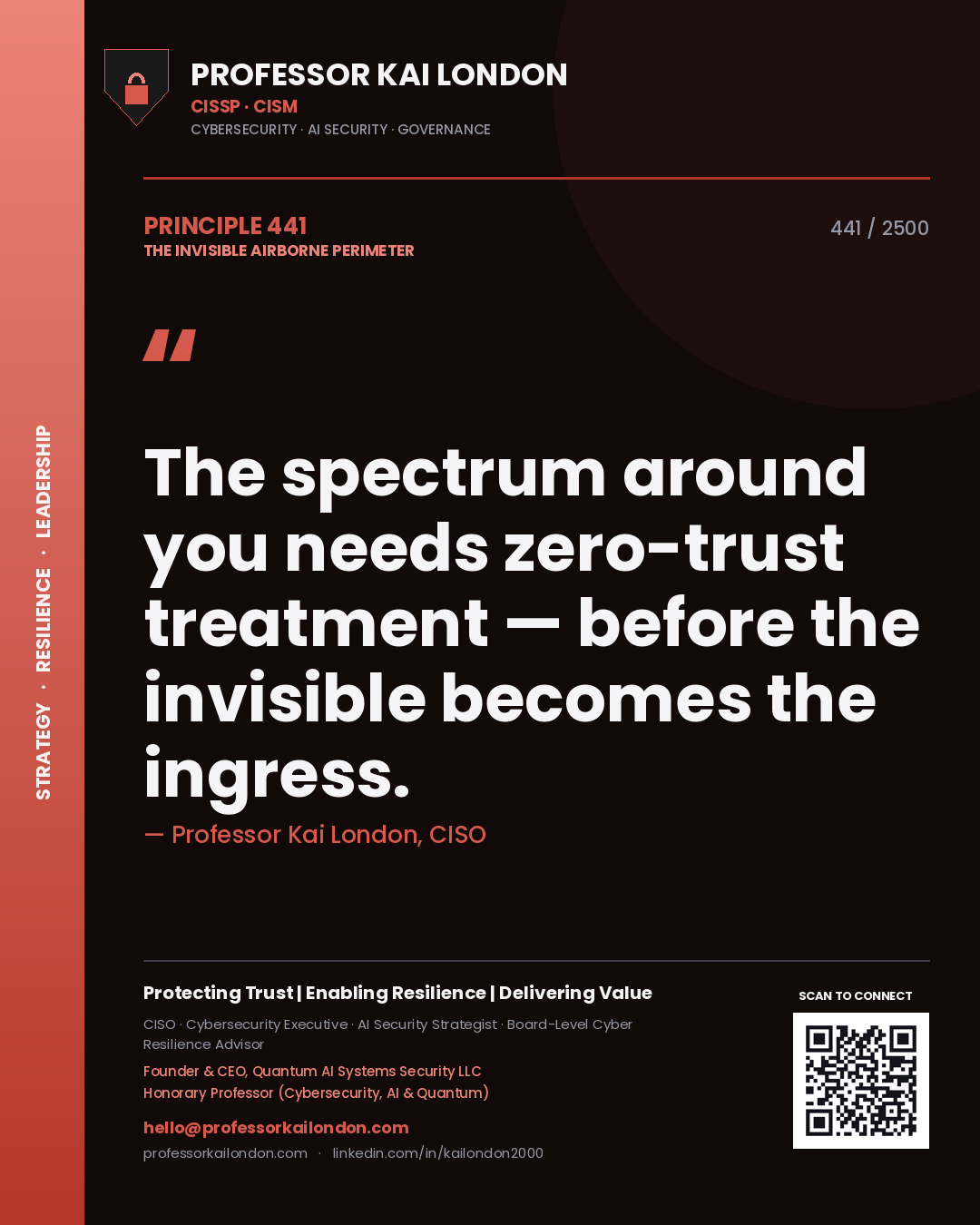 Professor Kai London principle 441: The spectrum around you needs zero-trust treatment — before the invisible becomes the ingress.