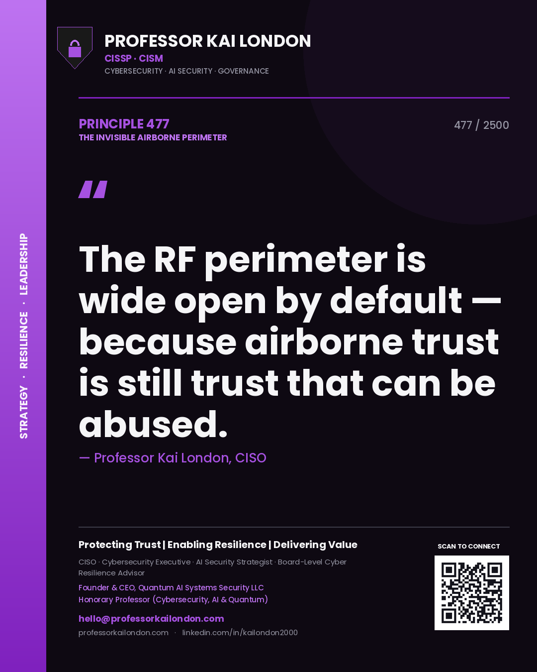 Professor Kai London principle 477: The RF perimeter is wide open by default — because airborne trust is still trust that can be abused.
