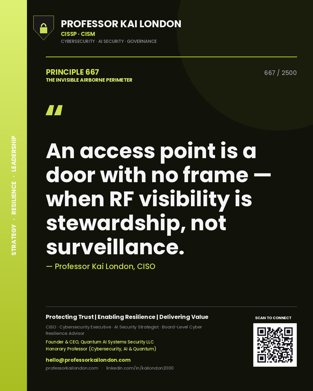 Professor Kai London principle 667: An access point is a door with no frame — when RF visibility is stewardship, not surveillance.