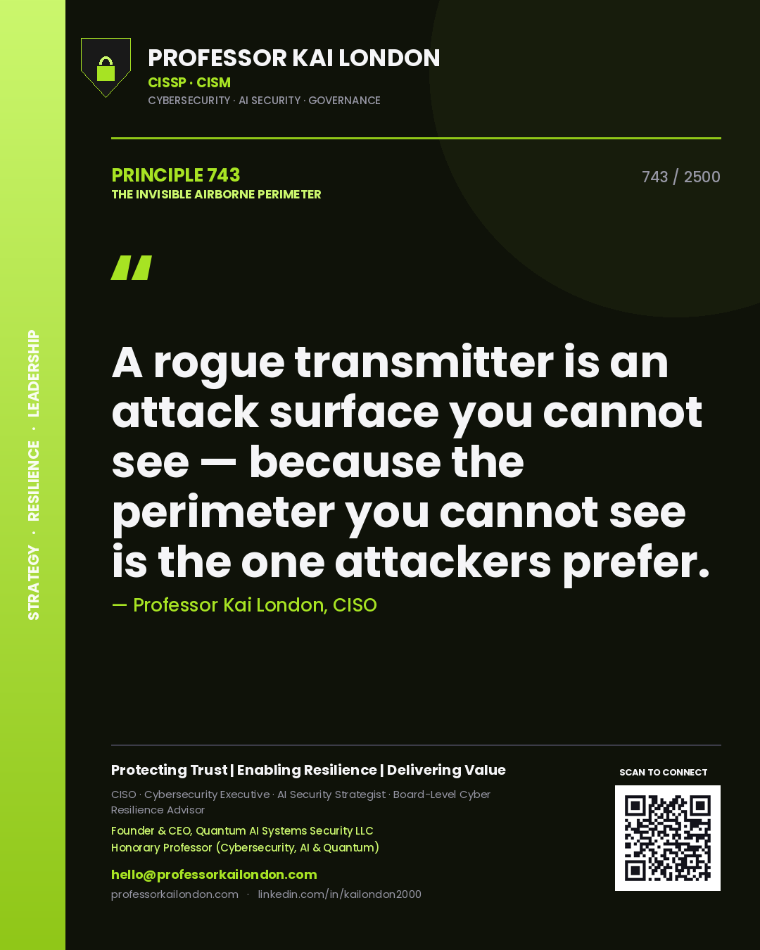 Professor Kai London principle 743: A rogue transmitter is an attack surface you cannot see — because the perimeter you cannot see is the one attackers prefer.