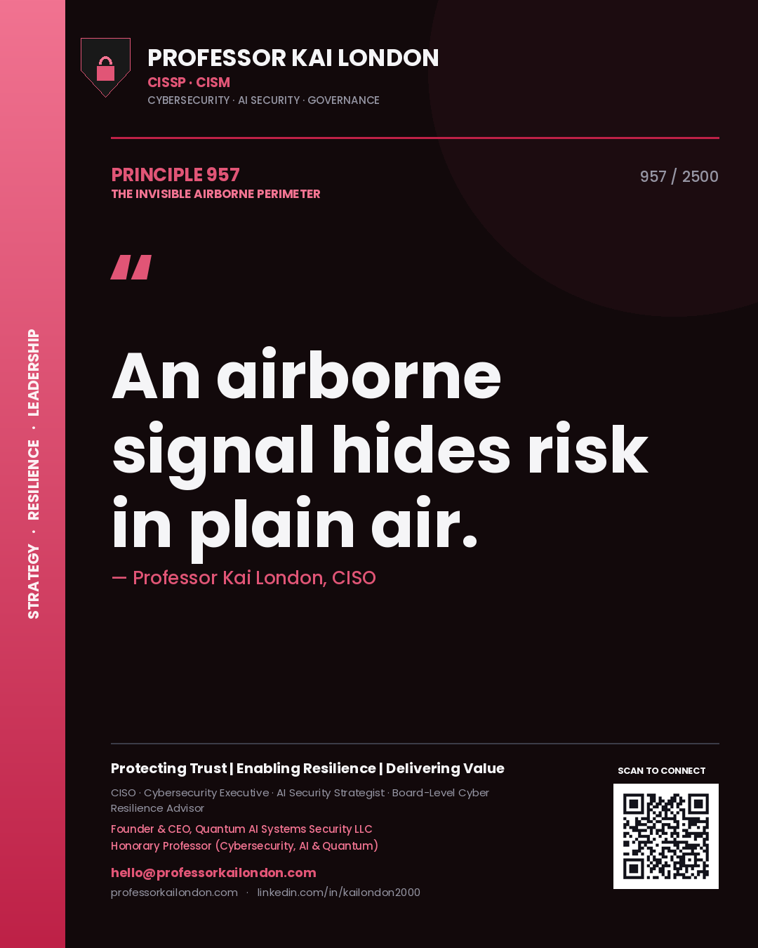 Professor Kai London principle 957: An airborne signal hides risk in plain air.