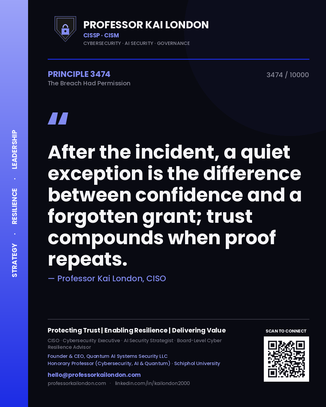 Professor Kai London principle 3474: After the incident, a quiet exception is the difference between confidence and a forgotten grant; trust compounds when proof repeats.