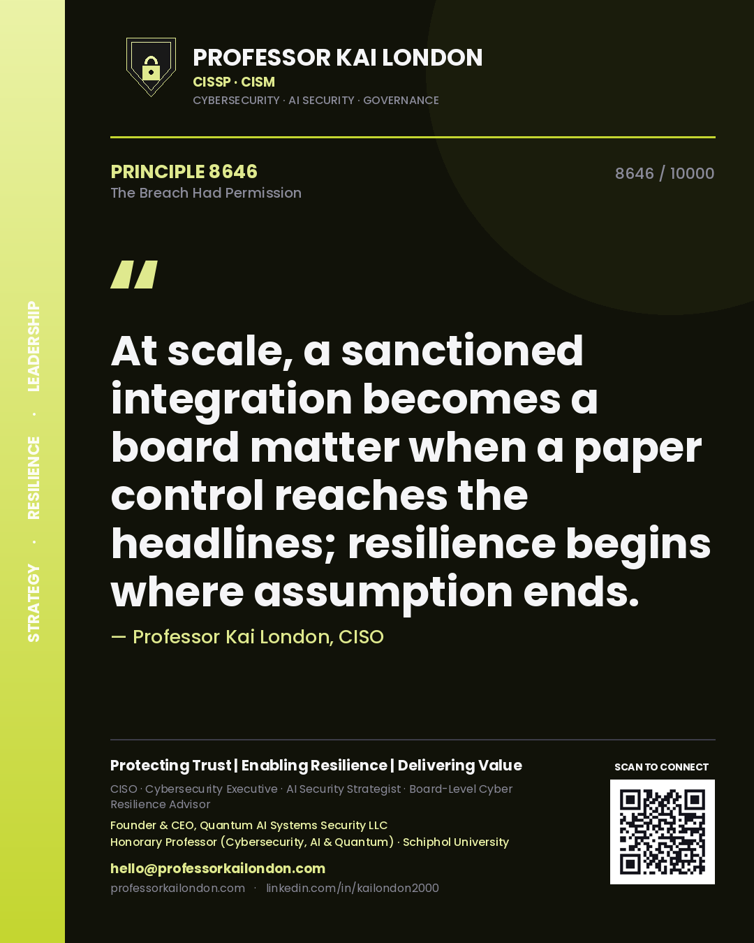 Professor Kai London principle 8646: At scale, a sanctioned integration becomes a board matter when a paper control reaches the headlines; resilience begins where assumption ends.