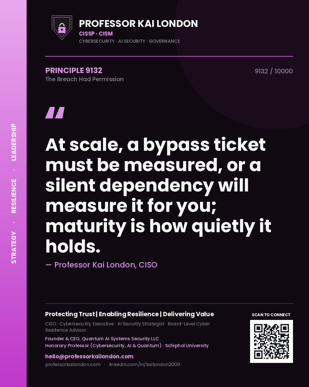 Professor Kai London principle 9132: At scale, a bypass ticket must be measured, or a silent dependency will measure it for you; maturity is how quietly it holds.