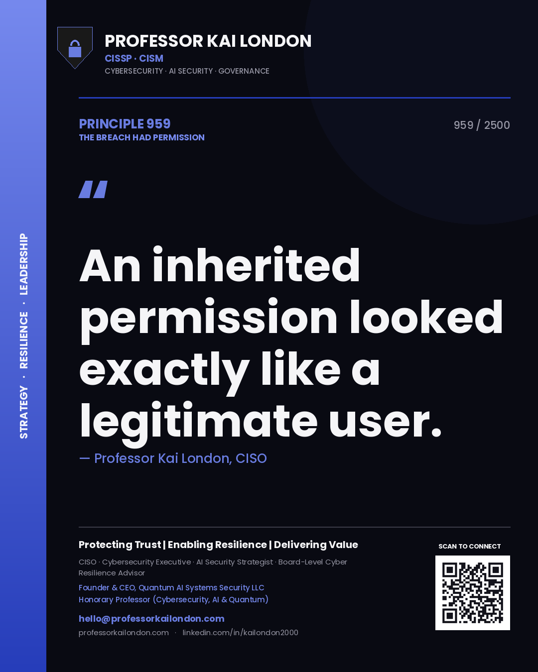Professor Kai London principle 959: An inherited permission looked exactly like a legitimate user.