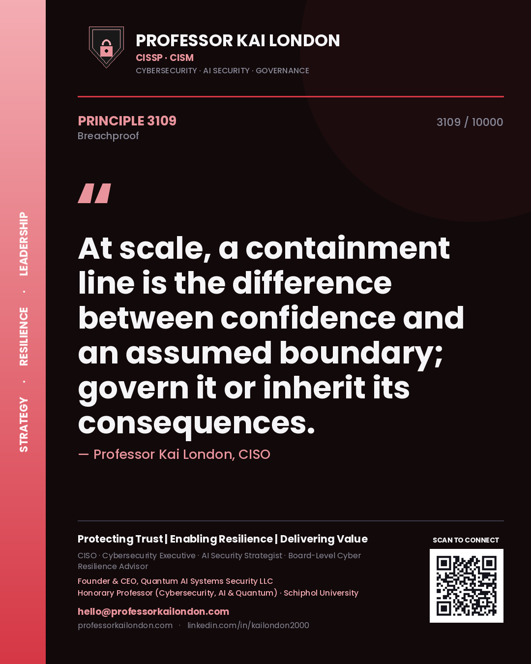 Professor Kai London principle 3109: At scale, a containment line is the difference between confidence and an assumed boundary; govern it or inherit its consequences.