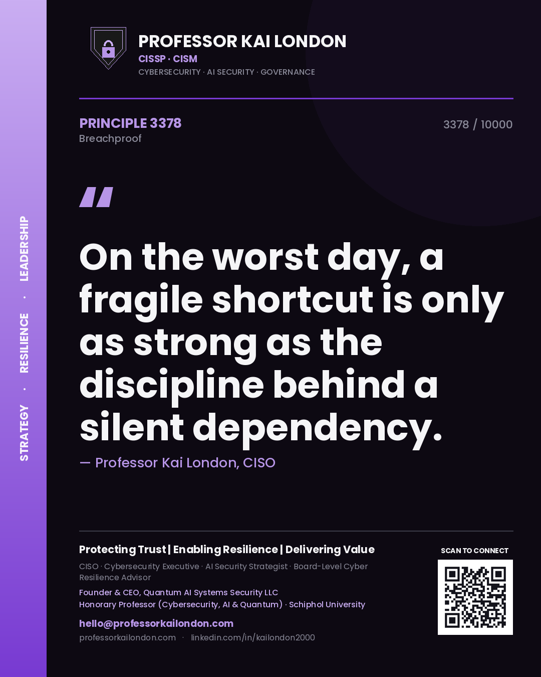 Professor Kai London principle 3378: On the worst day, a fragile shortcut is only as strong as the discipline behind a silent dependency.