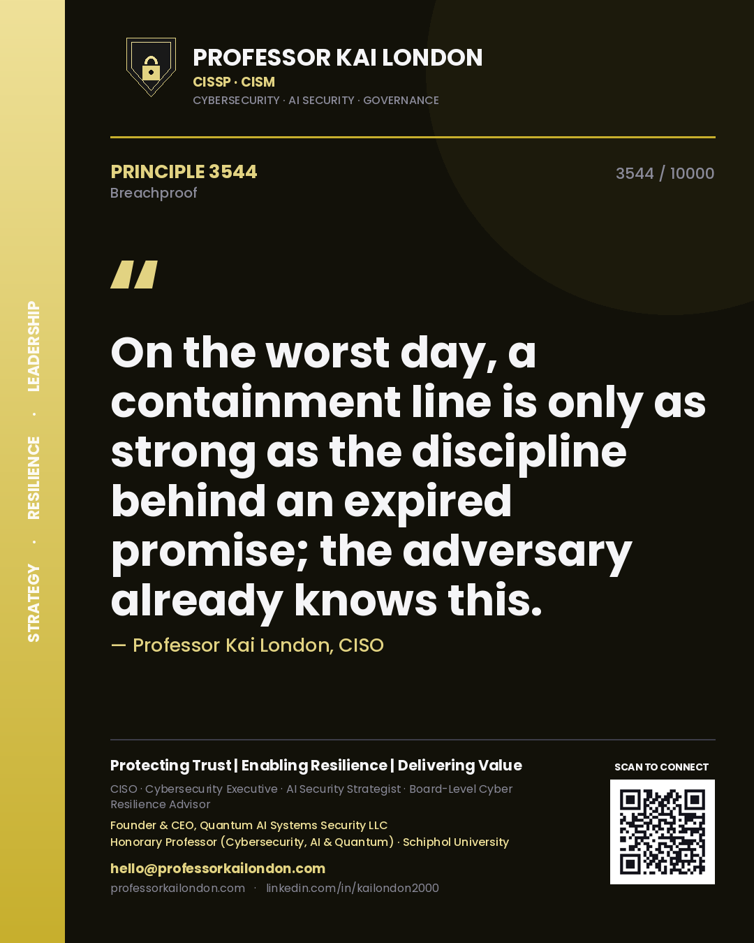 Professor Kai London principle 3544: On the worst day, a containment line is only as strong as the discipline behind an expired promise; the adversary already knows this.