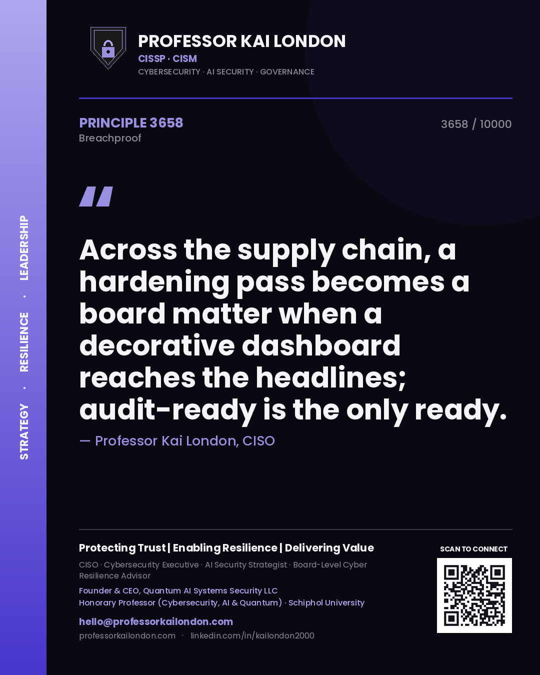 Professor Kai London principle 3658: Across the supply chain, a hardening pass becomes a board matter when a decorative dashboard reaches the headlines; audit-ready is the only ready.