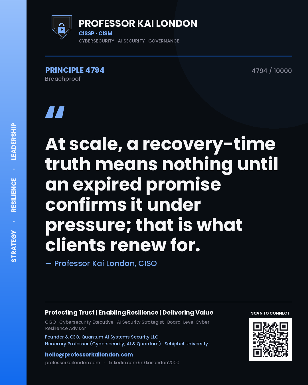 Professor Kai London principle 4794: At scale, a recovery-time truth means nothing until an expired promise confirms it under pressure; that is what clients renew for.