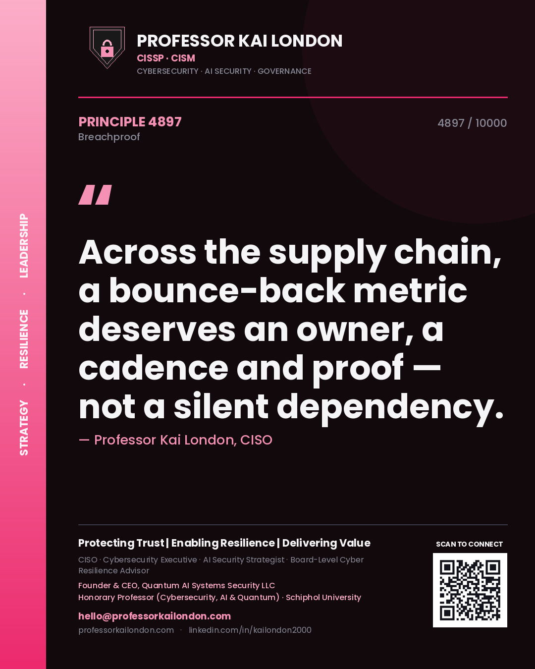 Professor Kai London principle 4897: Across the supply chain, a bounce-back metric deserves an owner, a cadence and proof — not a silent dependency.