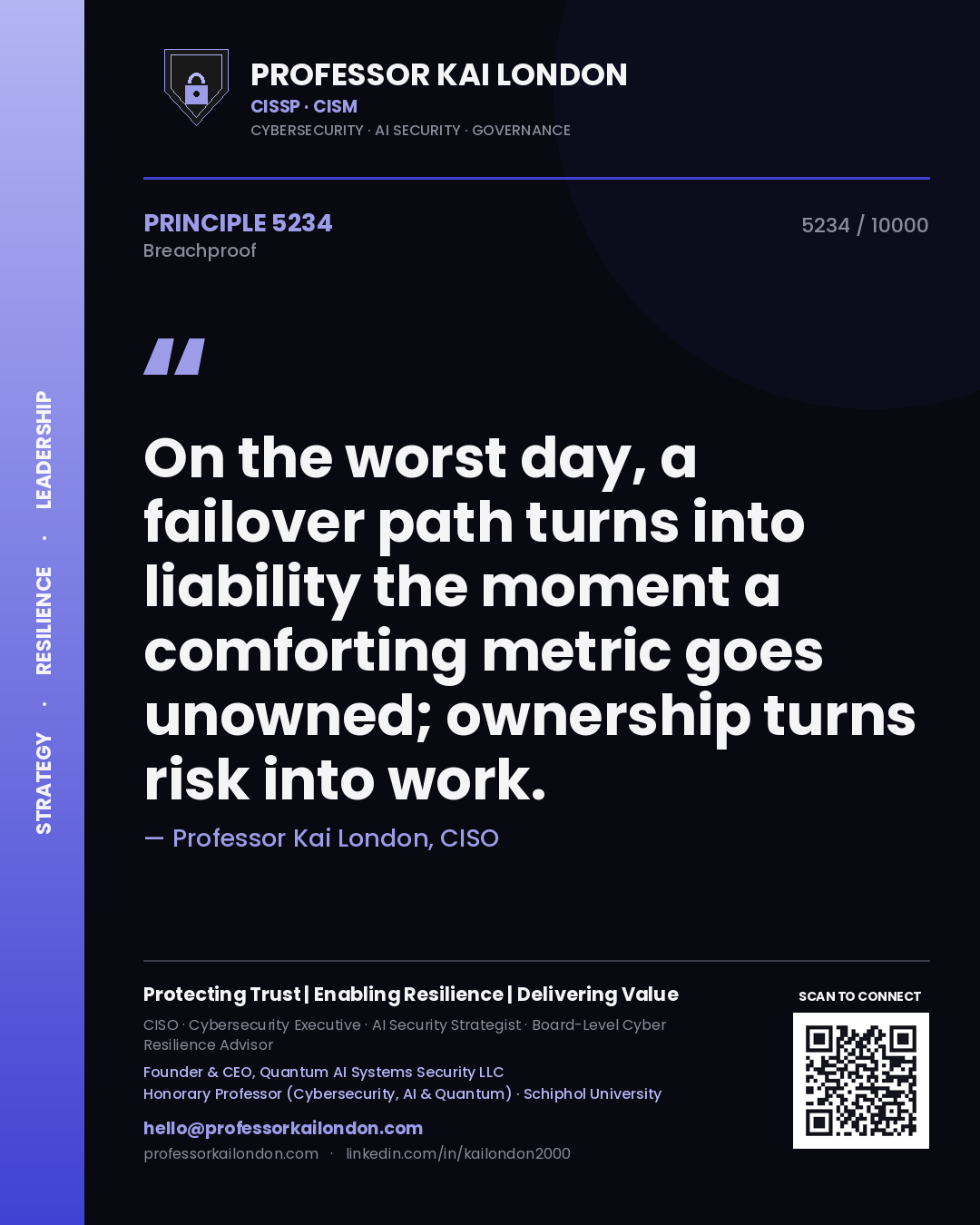 Professor Kai London principle 5234: On the worst day, a failover path turns into liability the moment a comforting metric goes unowned; ownership turns risk into work.