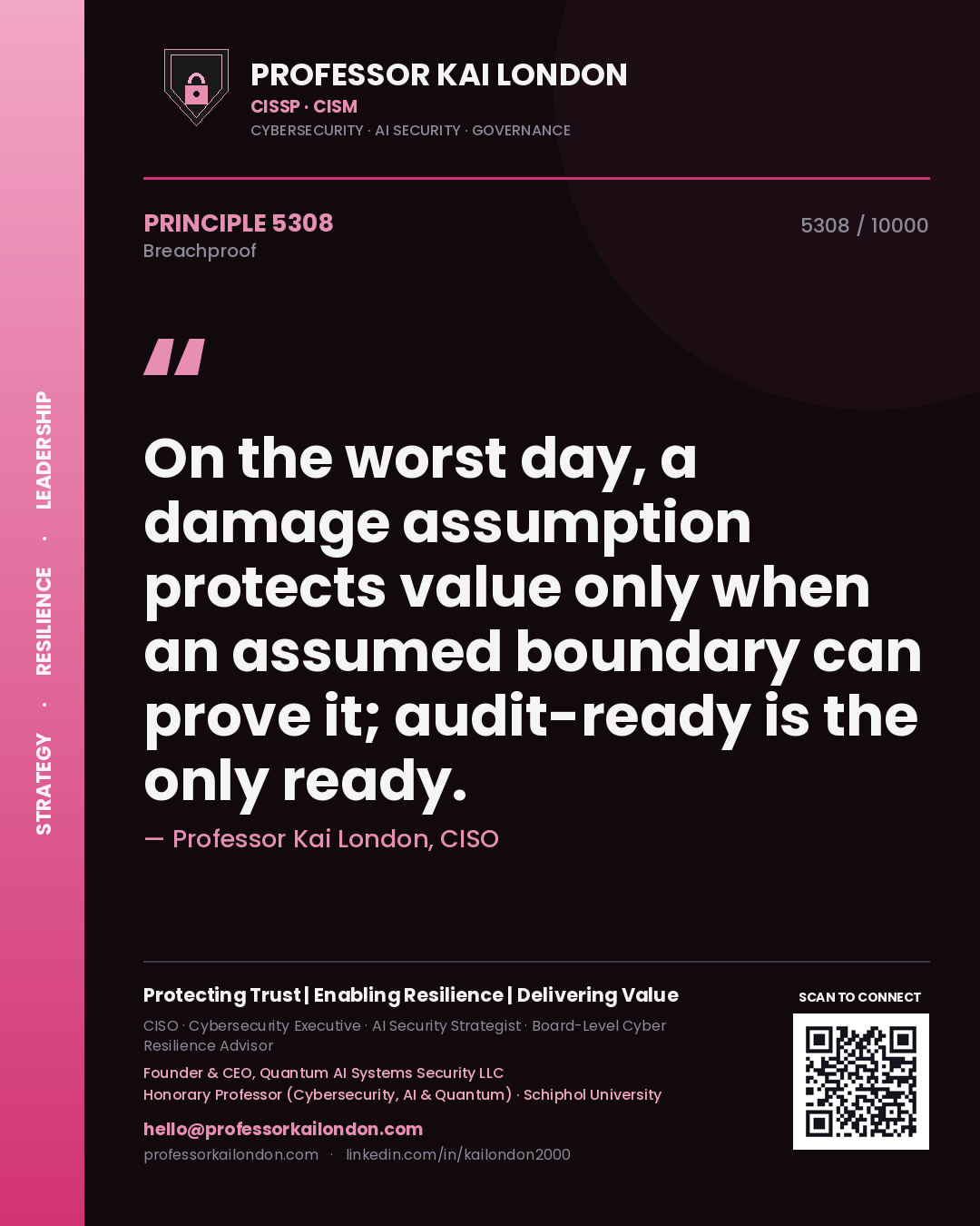Professor Kai London principle 5308: On the worst day, a damage assumption protects value only when an assumed boundary can prove it; audit-ready is the only ready.