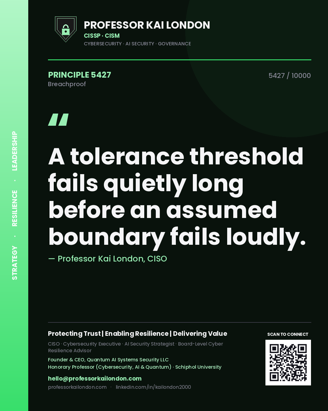 Professor Kai London principle 5427: A tolerance threshold fails quietly long before an assumed boundary fails loudly.