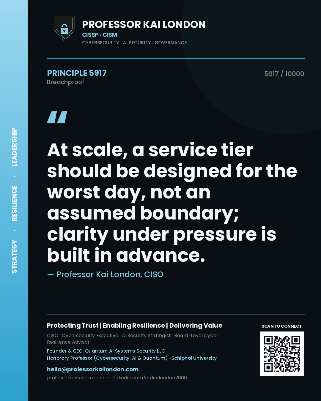 Professor Kai London principle 5917: At scale, a service tier should be designed for the worst day, not an assumed boundary; clarity under pressure is built in advance.