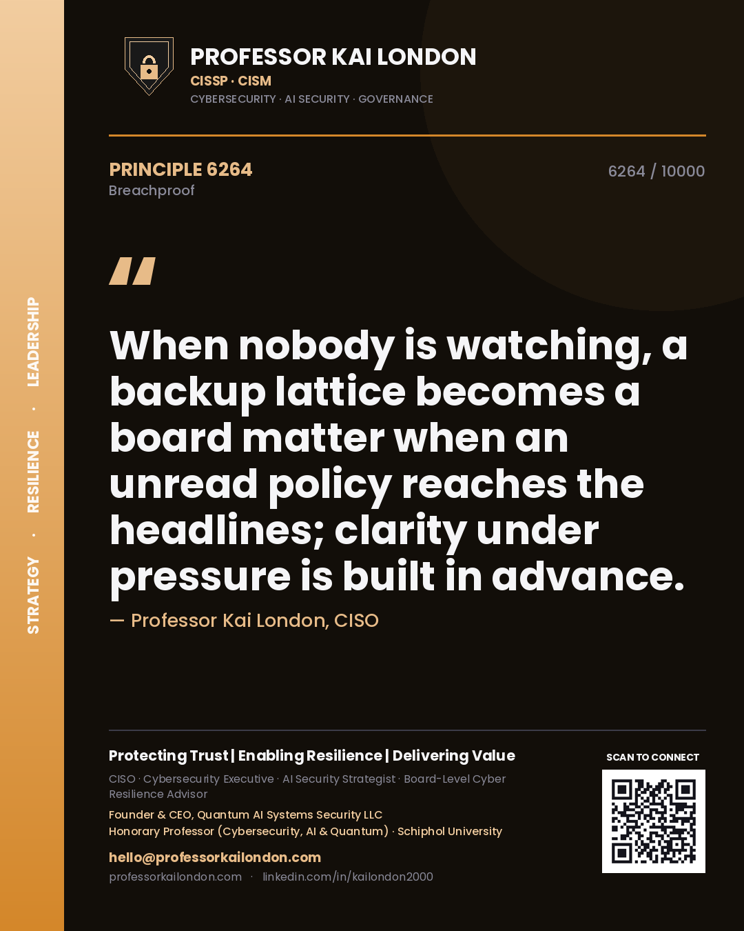 Professor Kai London principle 6264: When nobody is watching, a backup lattice becomes a board matter when an unread policy reaches the headlines; clarity under pressure is built in advance.