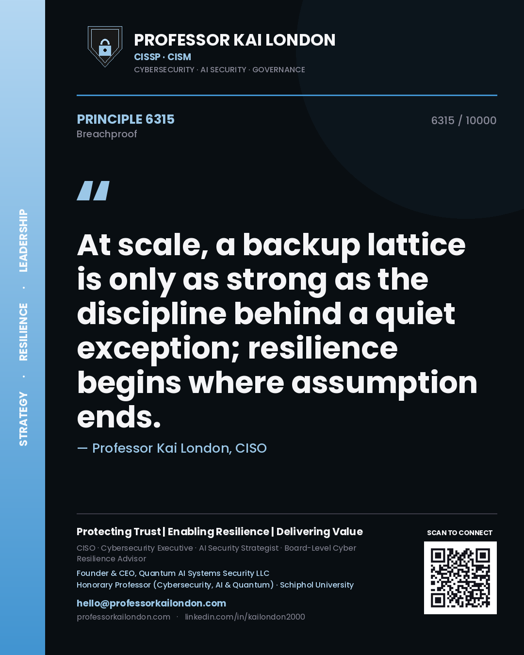 Professor Kai London principle 6315: At scale, a backup lattice is only as strong as the discipline behind a quiet exception; resilience begins where assumption ends.