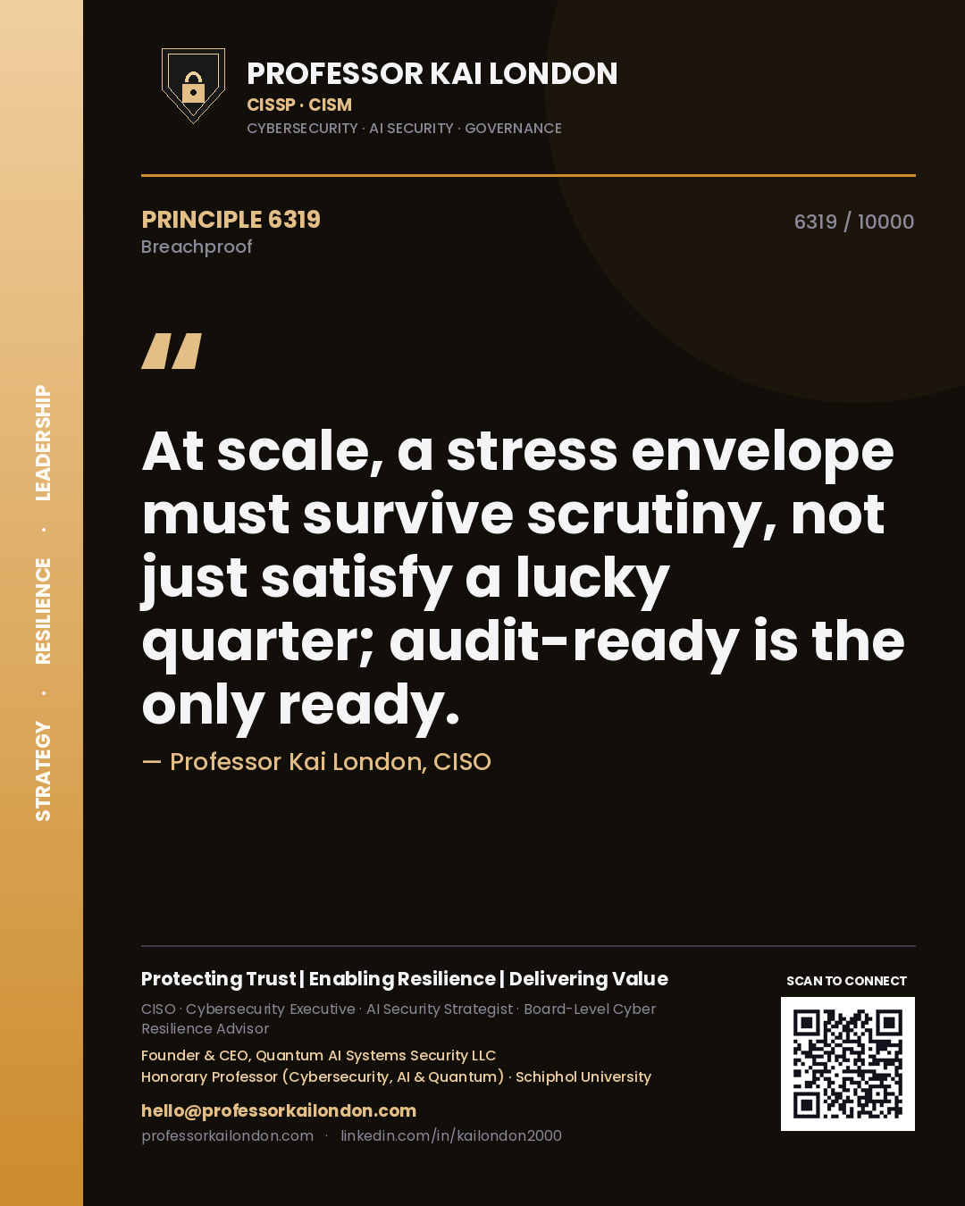 Professor Kai London principle 6319: At scale, a stress envelope must survive scrutiny, not just satisfy a lucky quarter; audit-ready is the only ready.