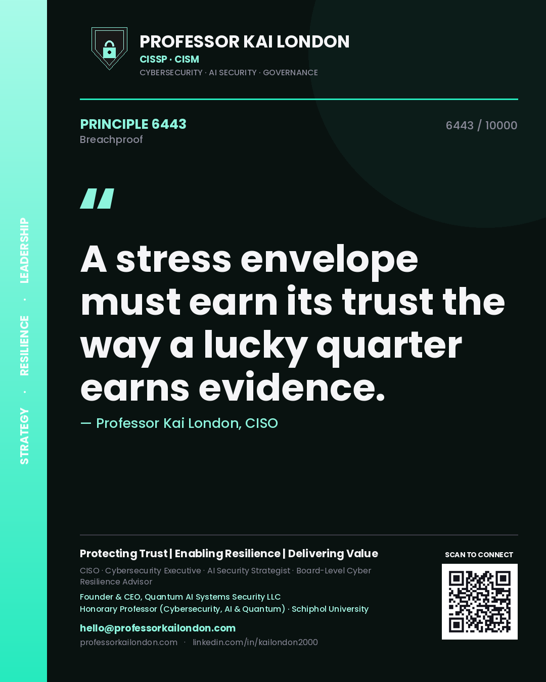 Professor Kai London principle 6443: A stress envelope must earn its trust the way a lucky quarter earns evidence.
