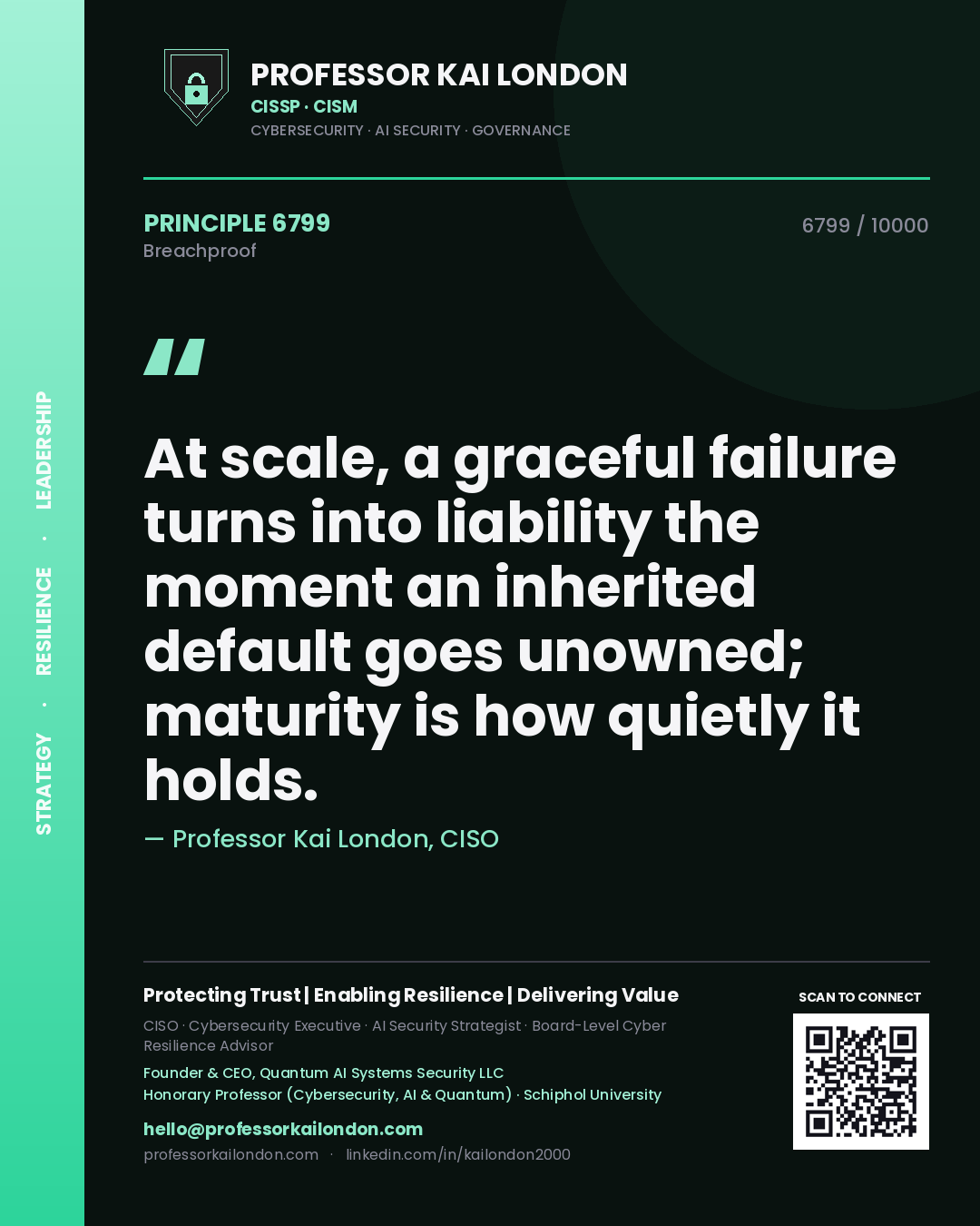 Professor Kai London principle 6799: At scale, a graceful failure turns into liability the moment an inherited default goes unowned; maturity is how quietly it holds.