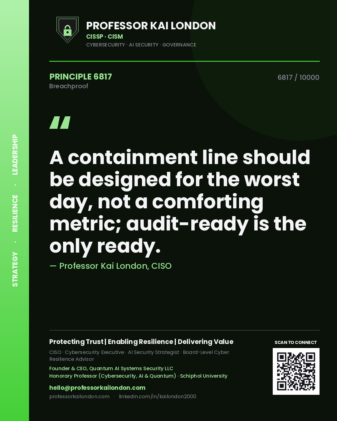 Professor Kai London principle 6817: A containment line should be designed for the worst day, not a comforting metric; audit-ready is the only ready.