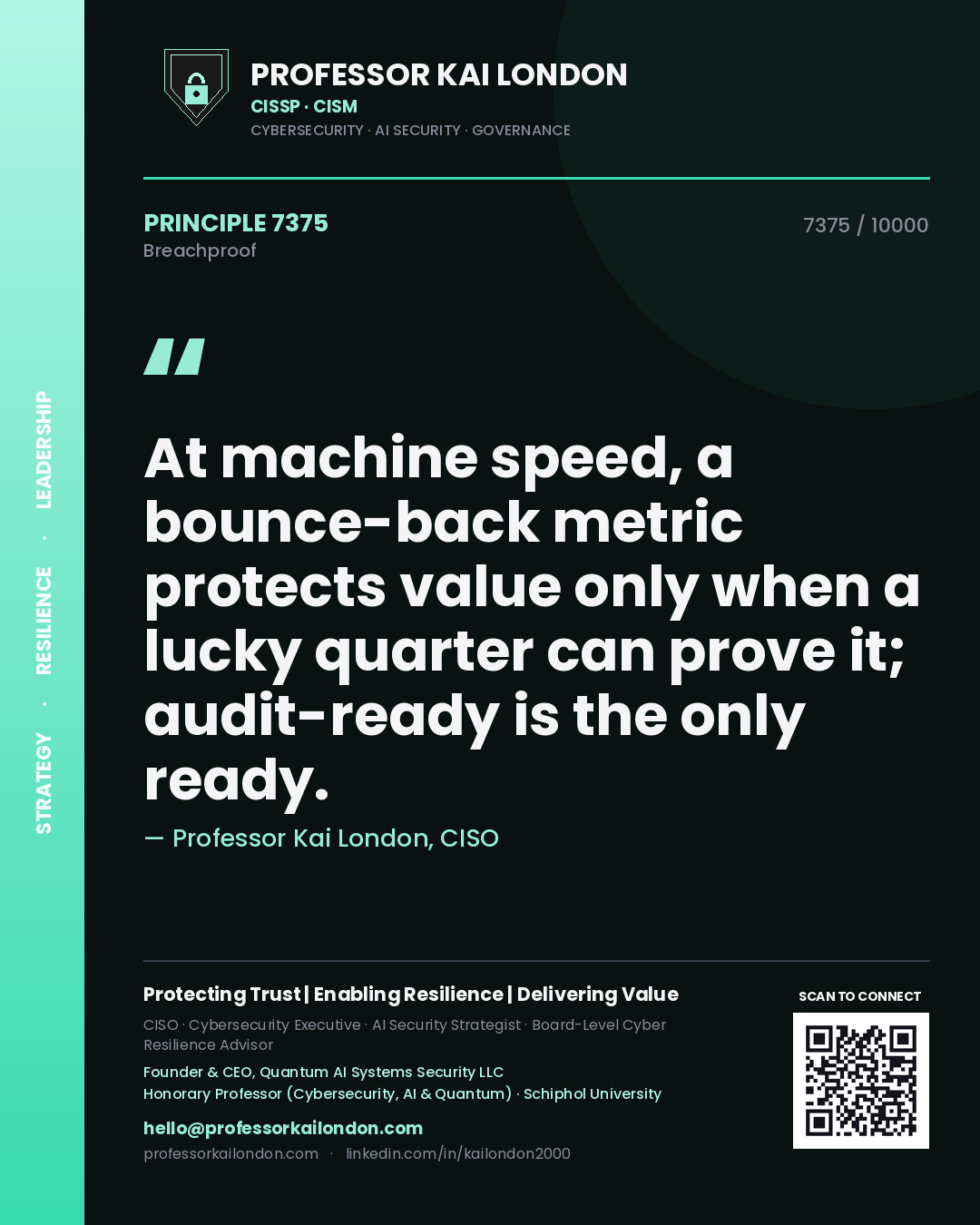 Professor Kai London principle 7375: At machine speed, a bounce-back metric protects value only when a lucky quarter can prove it; audit-ready is the only ready.