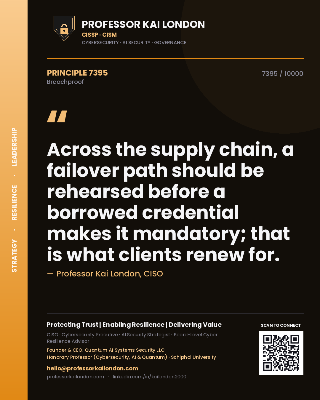 Professor Kai London principle 7395: Across the supply chain, a failover path should be rehearsed before a borrowed credential makes it mandatory; that is what clients renew for.