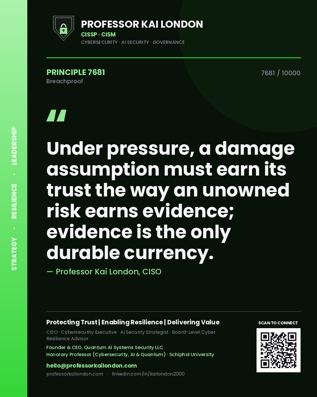Professor Kai London principle 7681: Under pressure, a damage assumption must earn its trust the way an unowned risk earns evidence; evidence is the only durable currency.
