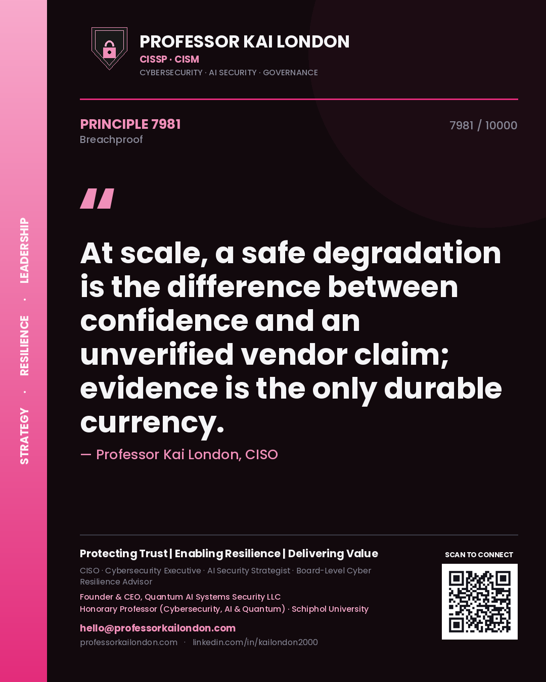 Professor Kai London principle 7981: At scale, a safe degradation is the difference between confidence and an unverified vendor claim; evidence is the only durable currency.